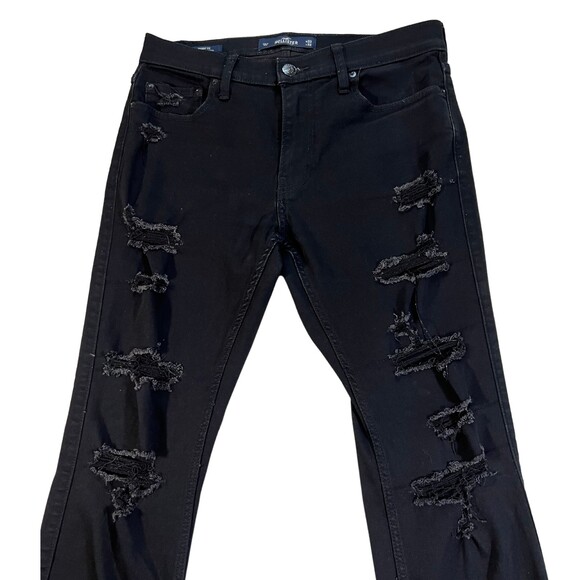 Hollister Men’s Jeans Skinny Fit Advanced Stretch 33 x 32 Distressed Black Jeans - Picture 5 of 13